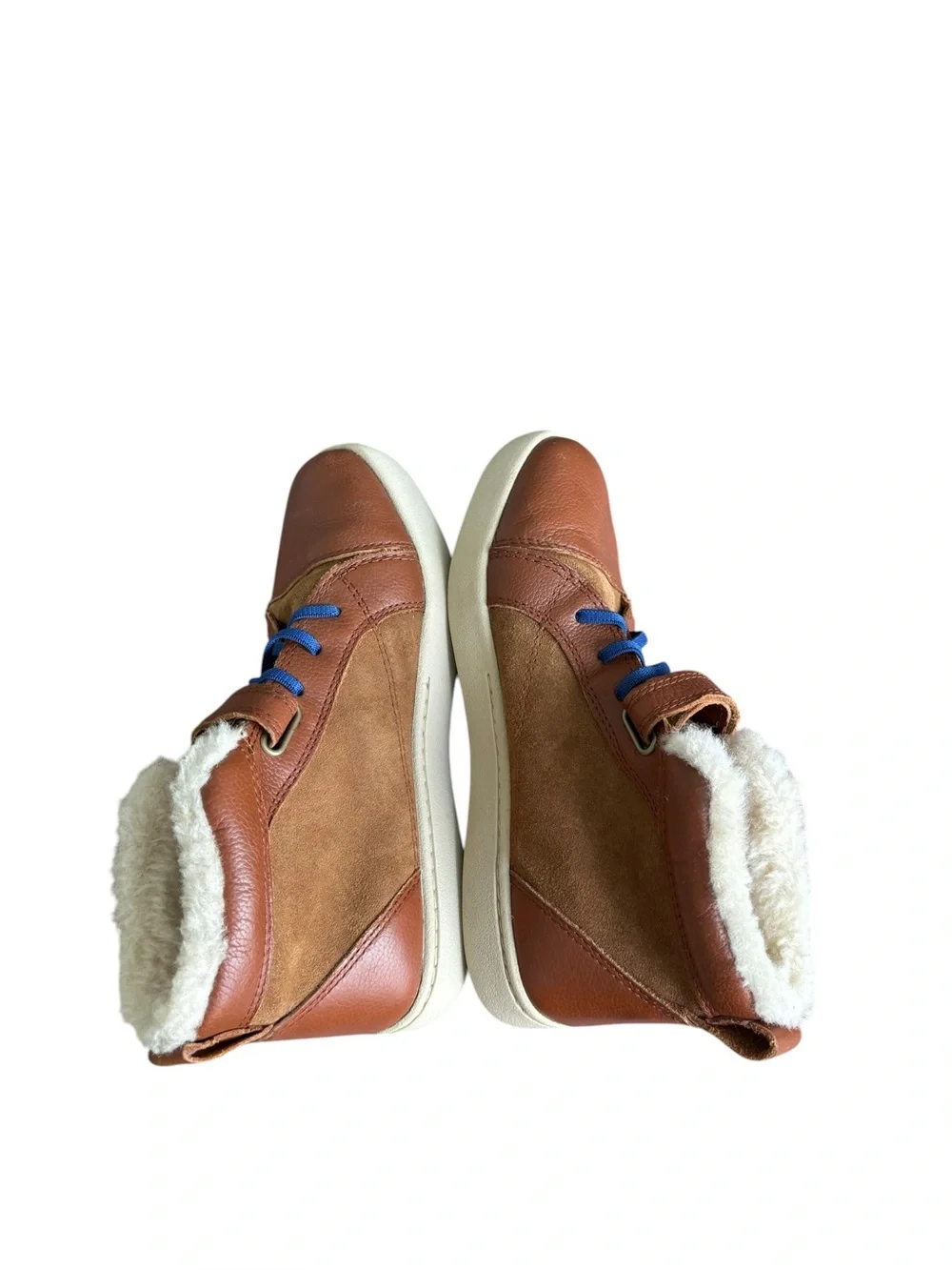 UGG Unisex Kids Brown Shearling Lined Ankle Boots US Size 4 Leather Hook & Loop
